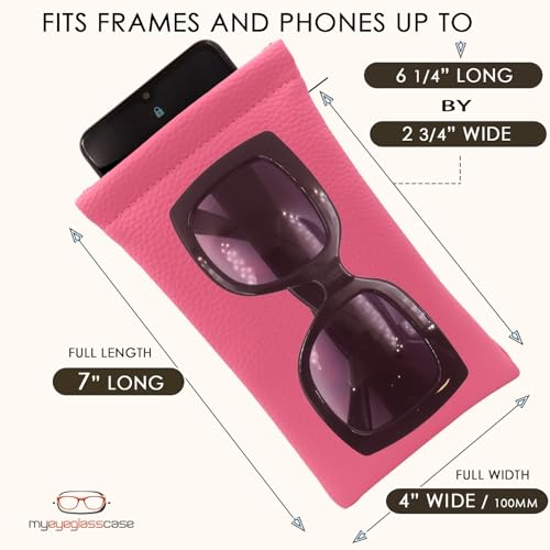 Soft Sunglasses case | Large Glasses Case Holder - Eyeglass Pouch Squeeze Top | Glasses pouch Lightweight Extra Layers - color: Pink