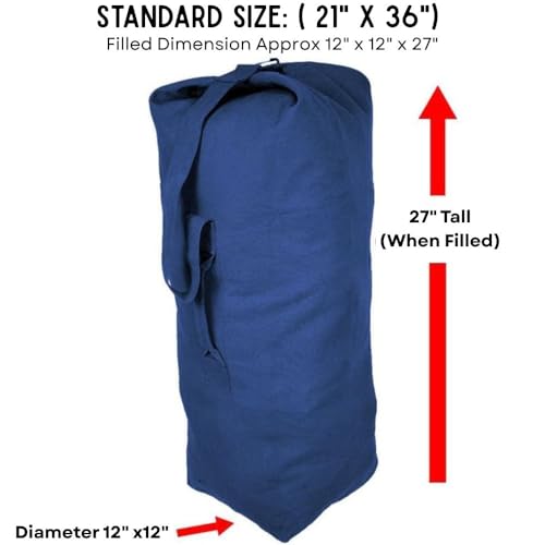 Top Load Heavyweight Cotton Canvas Tactical Military Duffle Bag Carryall Shoulder Storage Bulk Travel Bag, Navy Blue - 12" x 12" x 27" - color: Navy Blue, size: 21" x 36"