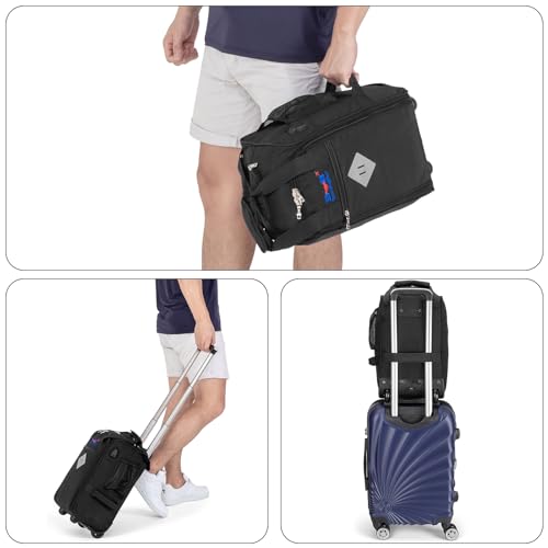 17x10x9 Inches Rolling Personal Item Under Seat Travel Bag Suitable For United Airlines, Not Suitcase, Rolling Travel Bag Design - color: Black