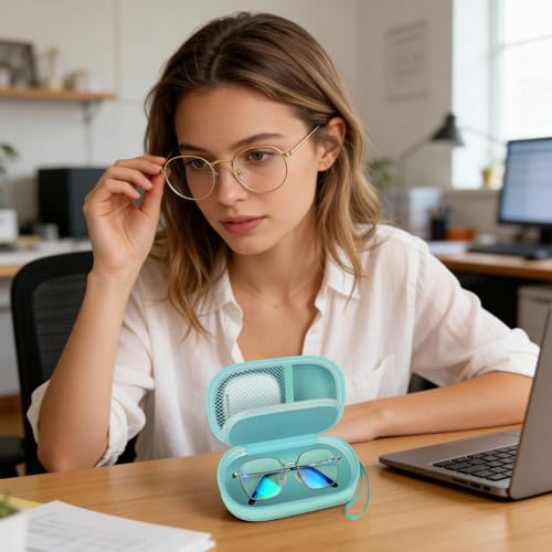GWCASE 2-in-1 Travel Case for Eyeglasses/Sunglasses and Contact Lens Kit - color: Green