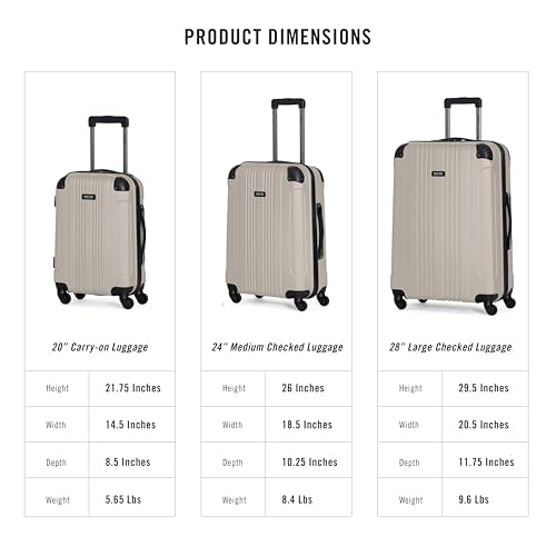 Kenneth Cole REACTION Out of Bounds Lightweight Hardshell 4-Wheel Spinner Luggage, Mushroom, 2-Piece Set (20" & 28") - color: Mushroom, size: 2-Piece Set (20" & 28")