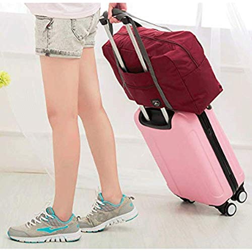 Foldable Travel Duffel Bag (2 Pack), For Spirit Airlines, Weekender Overnight Bag, Tote Carry on Luggage Sport Duffle Weekender Overnight for Women and Girls (2Pack-Red Black) - color: 2Pack-Red Black