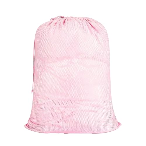 Mesh Laundry Bag, 24 x 36 in Heavy Duty Drawstring Wash Bag for Delicates, Reusable Machine Washable Sack for Home and Travel, Pink - color: Pink