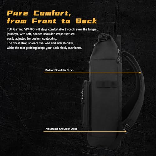ASUS TUF Gaming VP4700 Backpack, up to 17" laptop, with top folded closure to resize, light weight and durable water repellent for daily usage - style: Tuf Vp4700