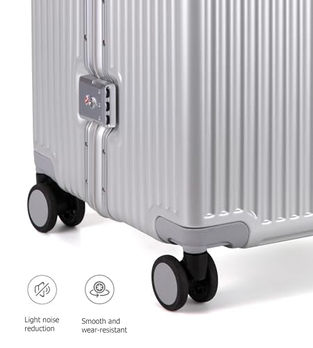feilario Super Large Aluminum Frame Checked Zipperless Luggage - color: A3-Silver, size: 26in