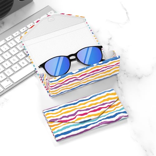 Sunglasses Case, Foldable Glasses Case, Magnetic Hard Shell Folding Holder - color: Colorful Ripples, style: 2 Pcs