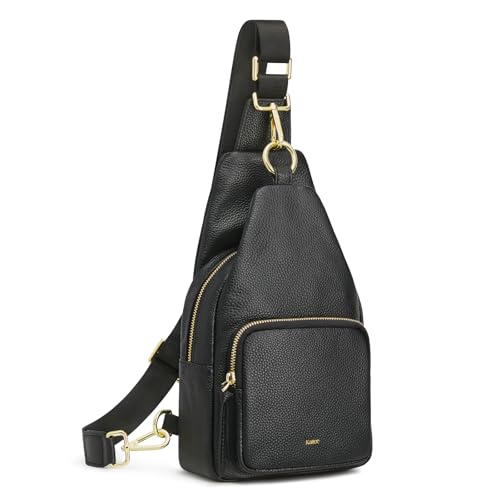 Kattee Small Leather Sling Bag for Women with RFID Blocking,Black - color: Black
