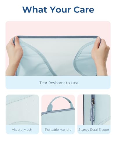 Bagsmart Compression Packing Cubes, Travel Bag Cruise Ship Essentials - color: Light Blue