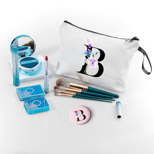 A-Z Personalized Maid Of Honor Gifts, Initial Makeup Bag with Mirror, B - color: White, style: B