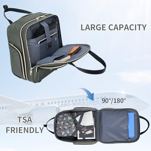 VANKEAN 16" Underseat Rolling Suitcase Travel Business Lightweight - color: Gold Army Green