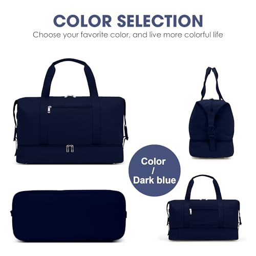 Oeihuivt Weekender Bags for Women - 21 Inch Large Travel Duffel Bag Set with Shoe Compartment, Heavy-Duty nylon Carry On Overnight Tote Blue - color: Blue-1A