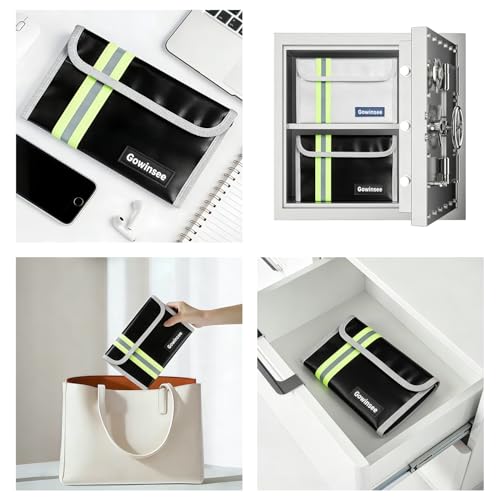 2-Pack Fireproof Bag for Documents & Money | 8x5" Waterproof & Fire Resistant Safe Pouch with Silicone Coating for Valuables