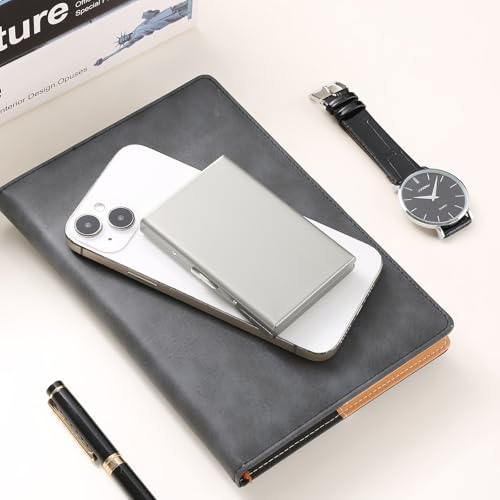 Stainless Steel Credit Card Wallet RFID Blocking Metal Case Pocket Business Card Holder for Women and Men - color: Silver