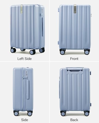 Hanke Upgraded Elite 29 Inch Extra Large Checked Luggage, PC Hard Shell Suitcases with Wheels, TSA Lock, Explosion-Proof Zipper Suitcase for Long Travel Men & Women,Mist Blue - color: Mist Blue, size: 29 Inch