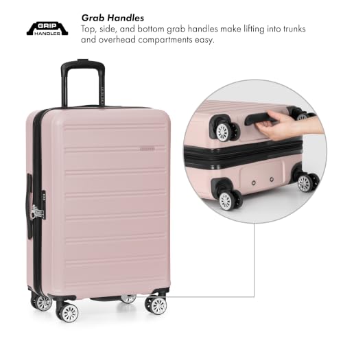 Travel Select Snowcreek Hardside Expandable Spinner Luggage Set w/USB Port, Pink, 3-Piece - color: Pink, size: 3 Piece Set
