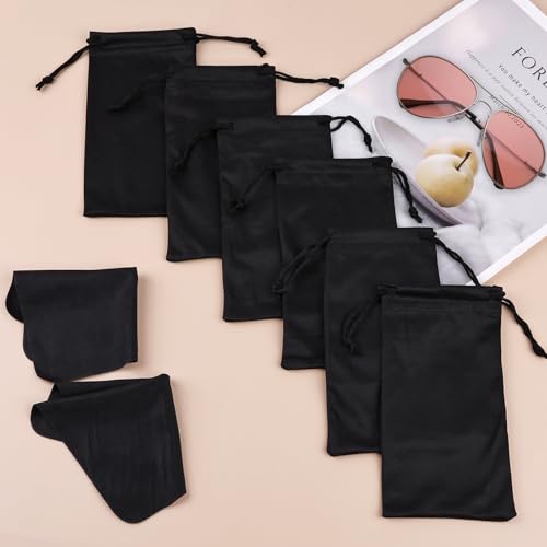 Hoiny 6 Pcs Premium Microfiber Sunglasses Pouch Bag, Glasses Case Soft - color: Black