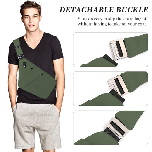 Anti Theft Crossbody Travel Bag - Multi-pocket Shoulder Bag with Adjustable Strap,Slim Sling Bag for Women Men - color: Army Green-left Shoulder