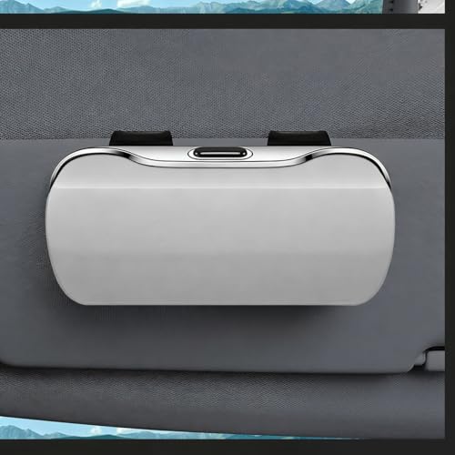 Zipelo 7.09 x 2.56 Inch Car Sun Visor Sunglasses Case, White - color: White