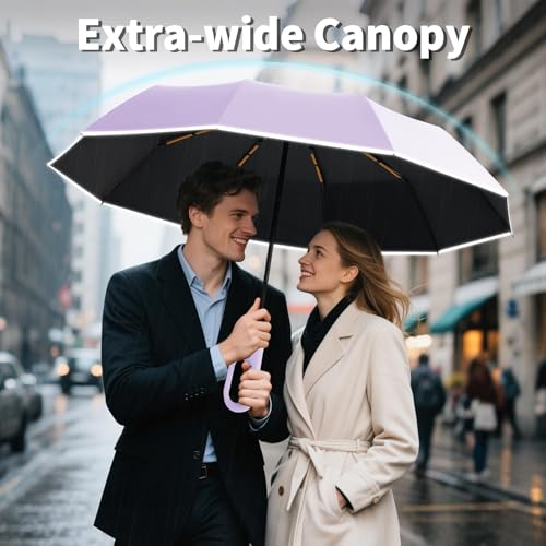 Seniny Travel Umbrella with UV Sun Protection, Large Rain Umbrellas - color: Purple