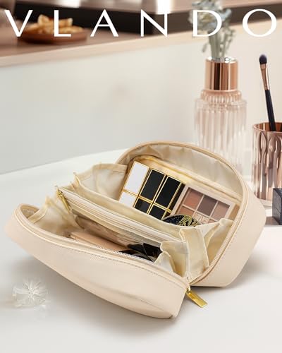 VLANDO Makeup Bag Cosmetic Pouch for Travel Essentials,White - color: 02-White