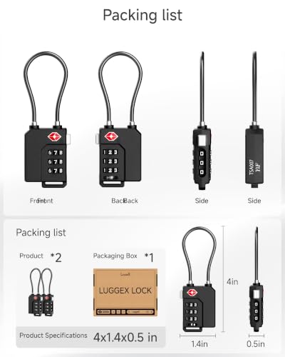 LUGGEX 2 Pack TSA Locks for Luggage, Luggage Locks TSA Approved - size: 2