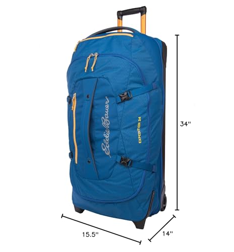Eddie Bauer Expedition Rolling Duffel Bag with Wheels - True Blue, 34" - color: True Blue, size: 34" (Check-In)