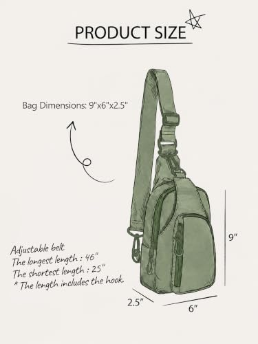 ODODOS Sling Bag with Adjustable Straps Crossbody Chest Bag Lightweight Backpack for Casual Traveling Hiking - color: Sage Grey