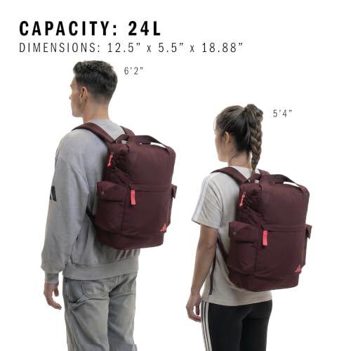 adidas Saturday Tote Backpack 23L - color: Maroon/Pure Turbo Pink/2