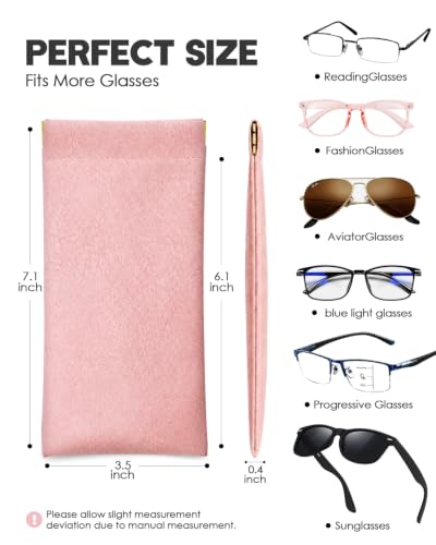 4PCS Glasses Case Soft Leather, Squeeze Top Eyeglass Case