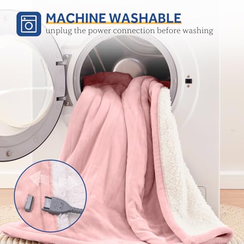Sealy Wearable Electric Blanket with Foot Pocket, 50"x70"+18", Pink - color: Pink