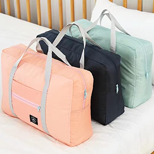 2 Pack Foldable Travel Bag Waterproof Travel Duffel Bag,Women Ladies Man Canvas Weekender Bag Overnight Carry-on Tote Duffel in Trolley Handle (Black&Rred)… - color: Black-Red