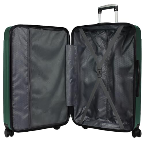 World Traveler Dejuno 콘월 경량 하드사이드 스피너 수하물, 초록색., Dejuno 콘월 경량 하드사이드 스피너 캐리어 - color: 초록색., size: Large Checked