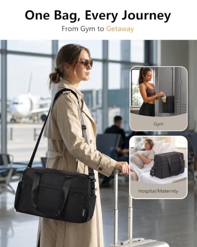 Expandable Travel Bag, Underseat Carry-On Weekender, Black - color: Black
