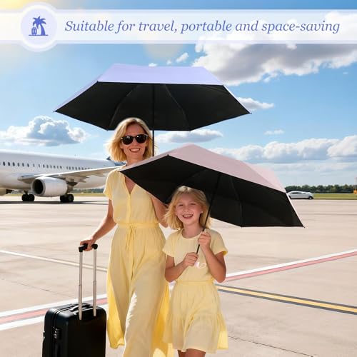 TOPSAIL Mini Umbrella for Travel, UPF 50+ UV Sun & Rain Protection, Compact 6k Folding Pocket Umbrella with Case for Purse, Backpack - color: Purple