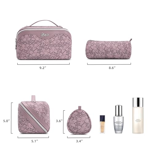 BOYATU Travel Makeup Bag Cosmetic Bags for Women: 3 Pcs Set Make up Bag - color: Z-64Purple