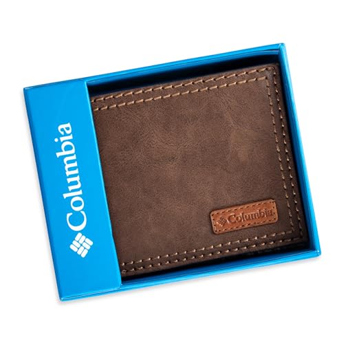 Columbia mens RFID Slim Bifold Wallet With ID Window Dark Tan - color: Dark Tan