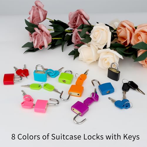 8 Pcs Suitcase Locks with Copper Keys Protect Your Belongings with Febwind's Set of 8 Mini Padlocks Multicolor Durable Locks for Suitcases Backpacks Boxes Cabinet and Laptop Bags - color: 8 Colors