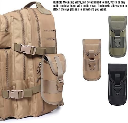 ACEXIER MOLLE Glasses Pouch Outdoor Durable Tactical Pouch Sunglasses Case Army Style Flashlight Pouch with Buckle - color: Black