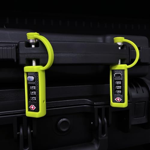 LAFENLIN TSA Padlock 4-Pack for Gun Cases, 3-Dial Combo Lock, Lime | TSA-approved Gun Case Lock for Rifle & Pistol Cases (No Key). Sturdy Alloy Body, Cut-resistant Steel Shaft, Weatherproof - color: Lime