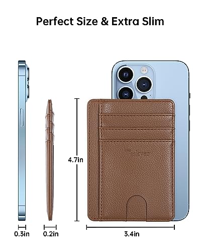 Teskyer Slim Minimalist Wallet for Men, RFID Front Pocket Card Holder - color: Lichee coffee