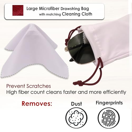 Soft Double Glasses Case, Portable Zipper Sunglasses Sleeve, Dual Eyeglasses Holder Pouch & Cloth Men Women - color: Burgundy