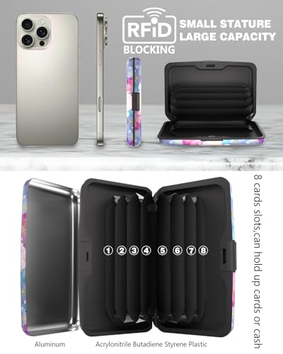 Maicican Credit Card Holder, Mini RFID Blocking Aluminum Wallet - color: Cherry Blossoms
