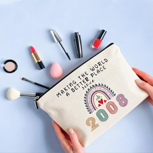 Sweet 18th Birthday Gifts Girl Linen Makeup Cosmetic Bag - color: 2008