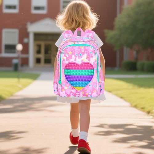 CCJPX 5PCS Kids Luggage Set for Girls, Carry-on Suitcase 18" Heart Pink - color: Ice cream pink 5pcs