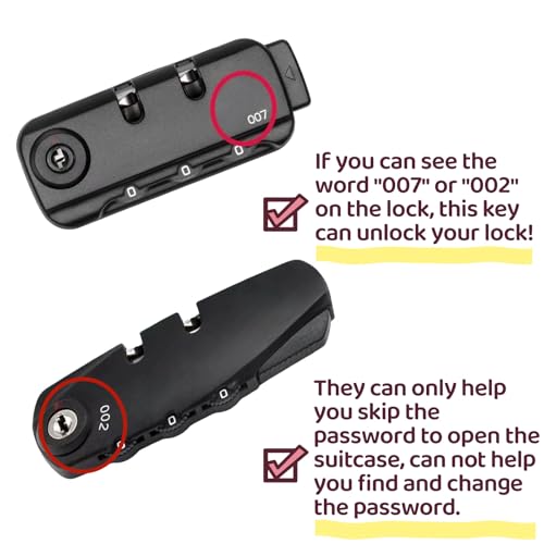 2PCS Master Luggage Keys 007 002 Universal Luggage Bag Suitcase for Forgotten Password Code Combinations of Luggage Locks (2pcs 007+007 Key) - size: 2pcs 007+007 key