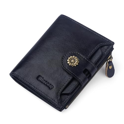 Leather Wallet Womens,RFID Blocking Bifold Card Holder - color: c3-royalblue