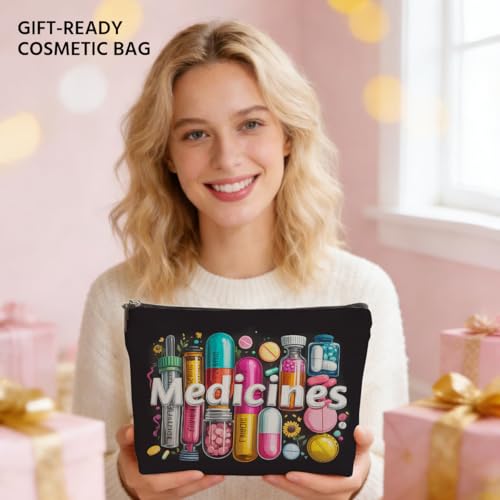 JIUWEIHU Medicine Makeup Bag Gifts,Colorful Medical Themed Cosmetic Bag - color: Multicolor 0076