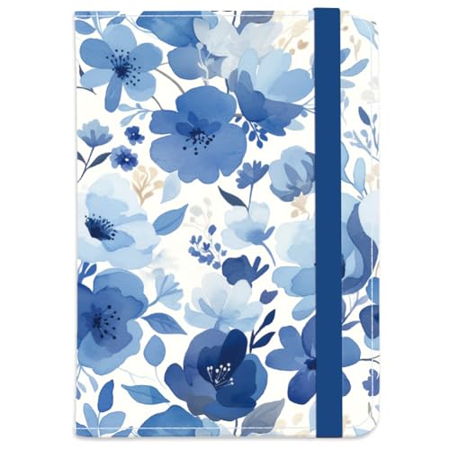 Serene Blue Watercolour Passport Holder for Travel, 5.9" x 4.3" - color: Blue Flower