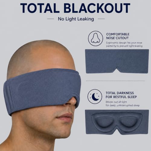 ALASKA BEAR Sleep Eye Mask for Back and Side Sleepers, Women Men, Blue - color: A4 Heather Blue