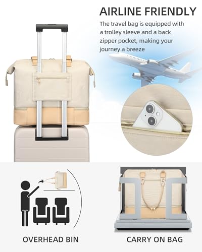 Weekender Bags for Women, Large Duffle Travel Tote Bag with Shoe Compartment,Personal Item Carry On Overnight Hospital Bag